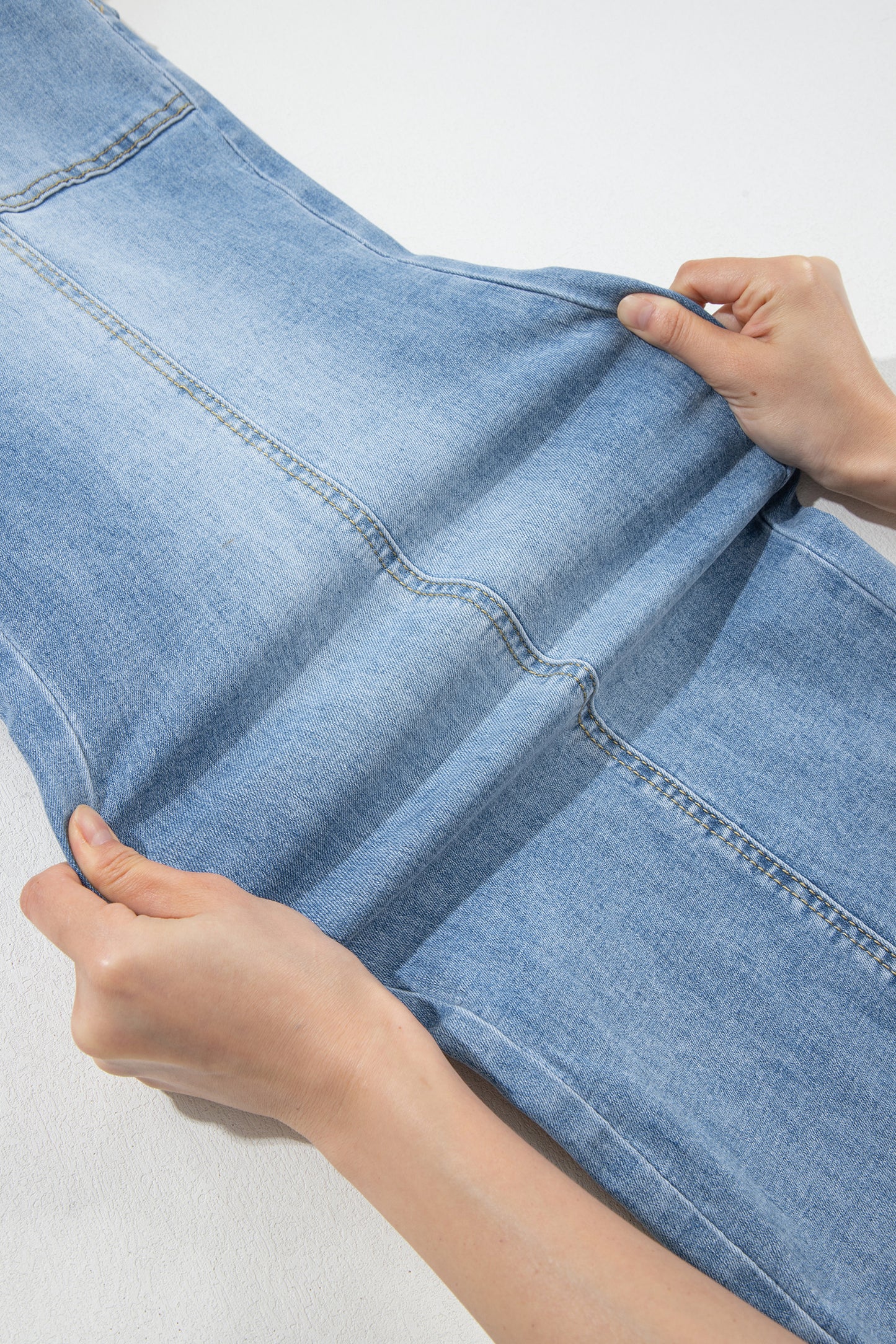 Beau Blue Drawstring Waist Wide Leg Ankle Length Jeans