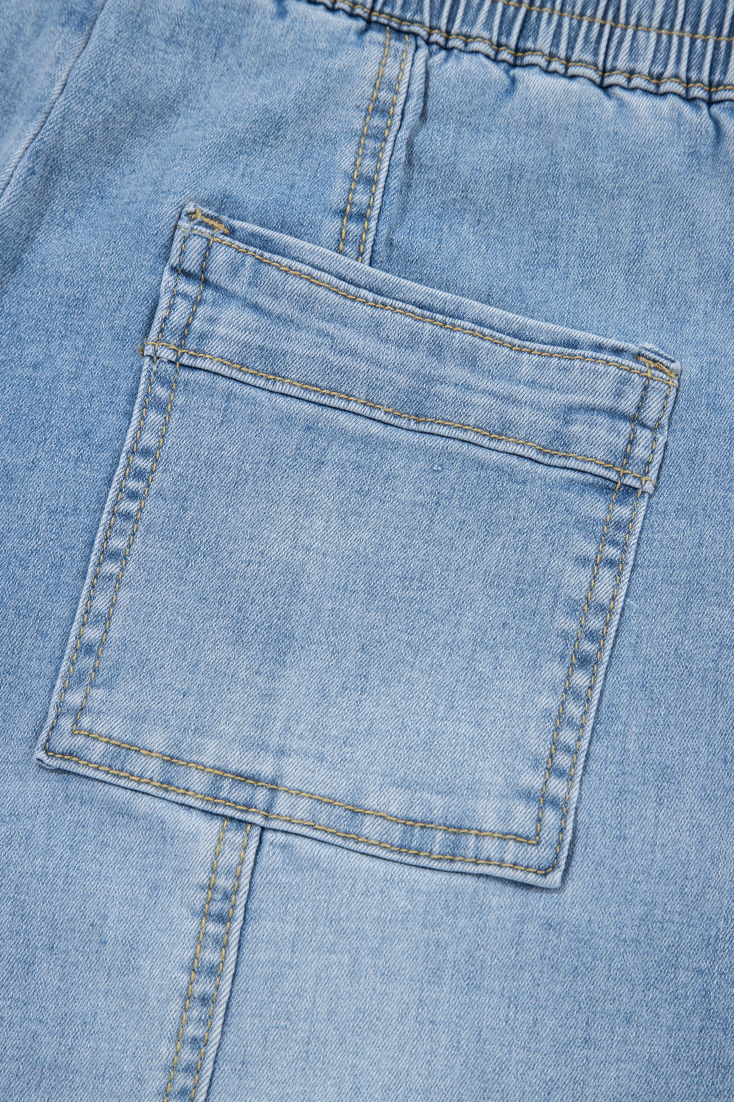 Beau Blue Drawstring Waist Wide Leg Ankle Length Jeans