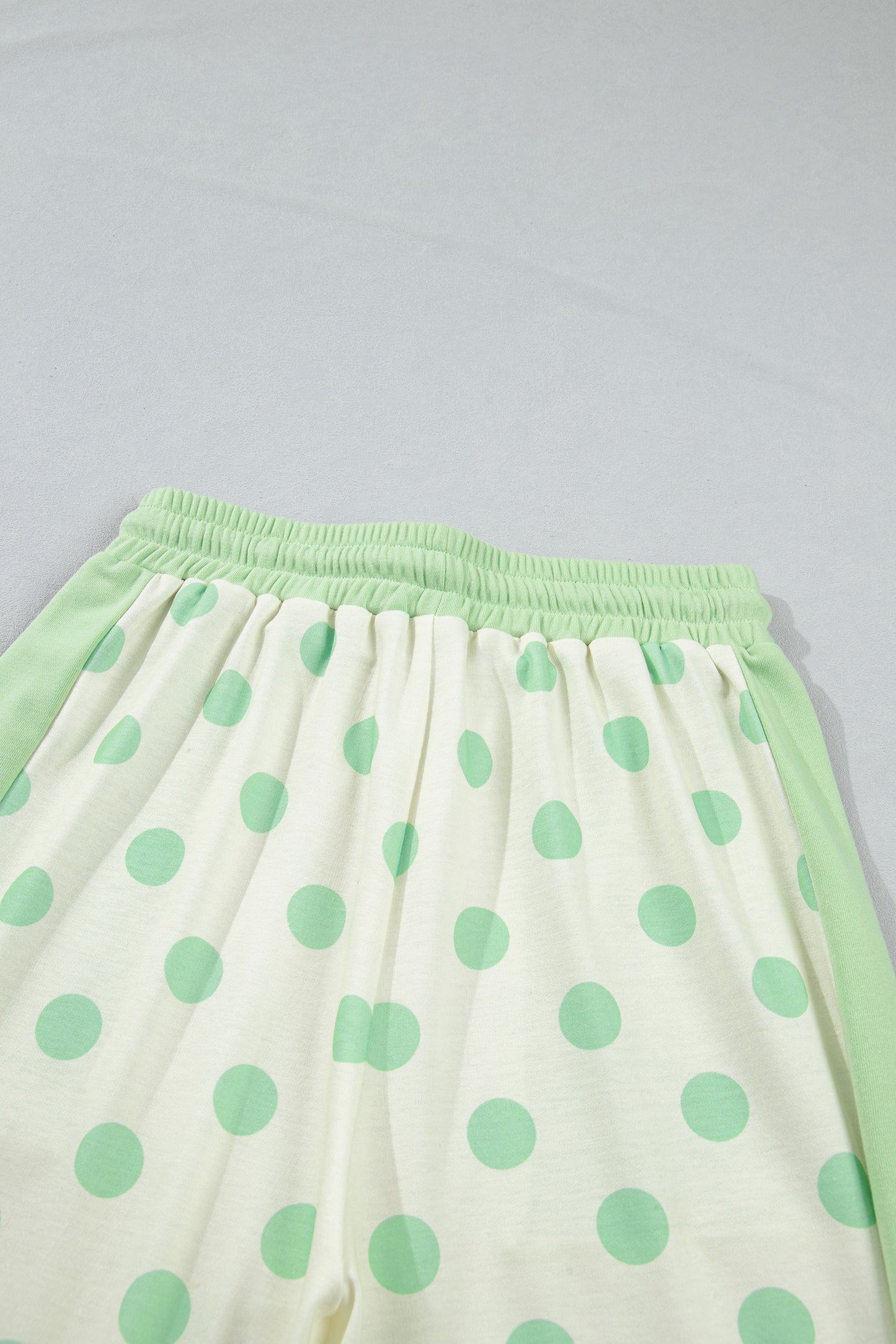Pink Color Block Patchwork Polka Dot Wide Leg Pant Set