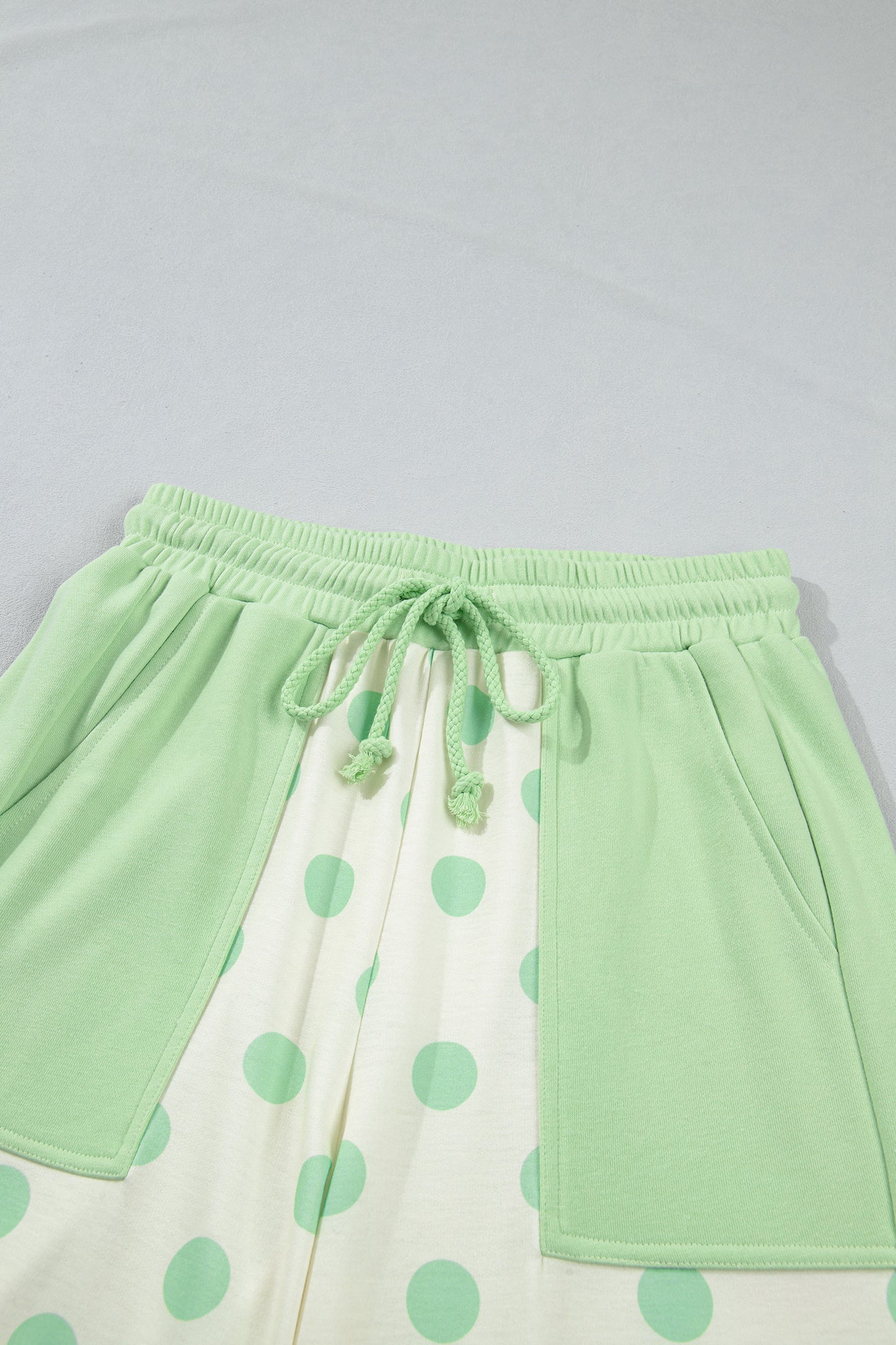 Pink Color Block Patchwork Polka Dot Wide Leg Pant Set