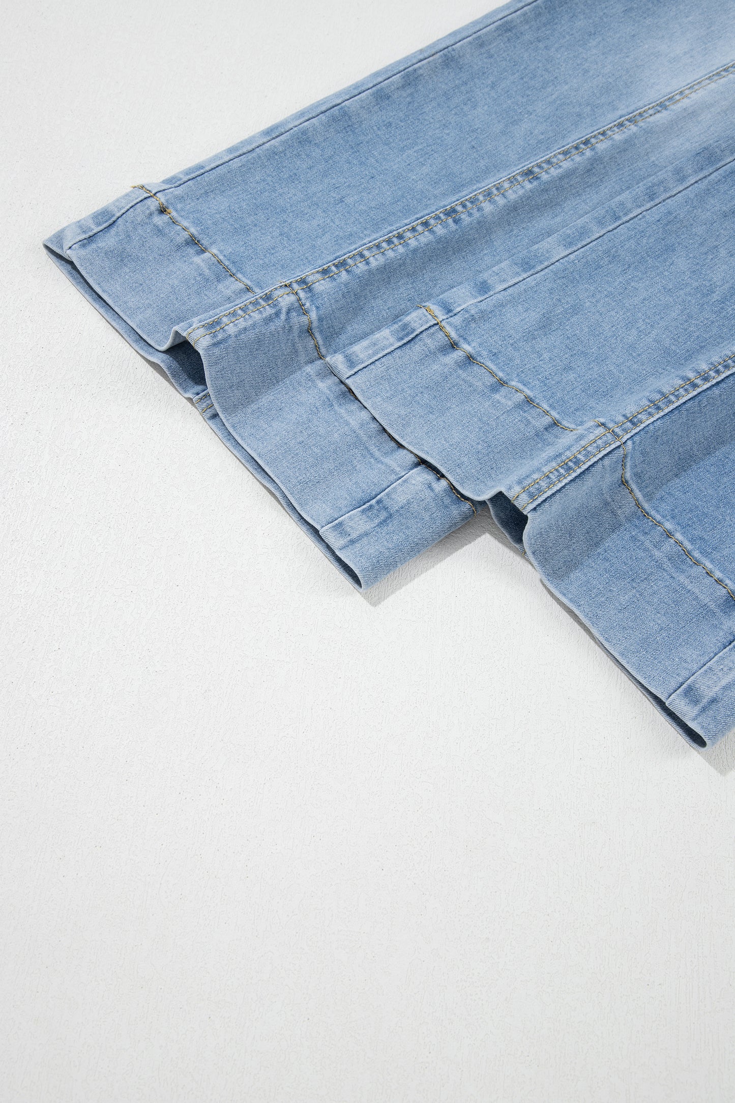 Beau Blue Drawstring Waist Wide Leg Ankle Length Jeans